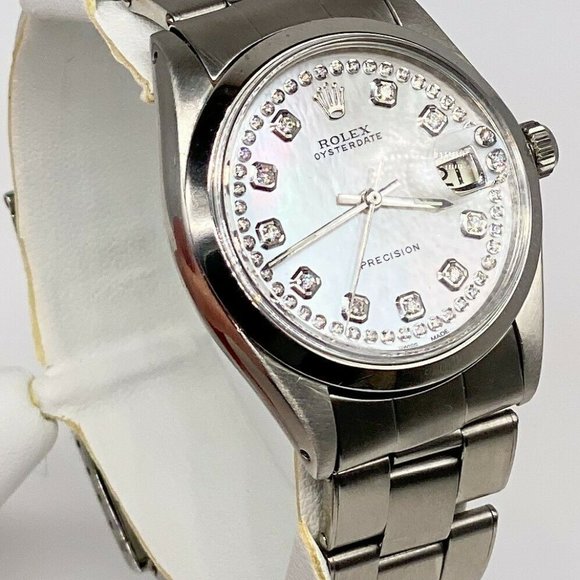 ROLEX OYSTER MIDSIZE 34MM WHITE DIAMONDS!!! - Picture 4 of 6